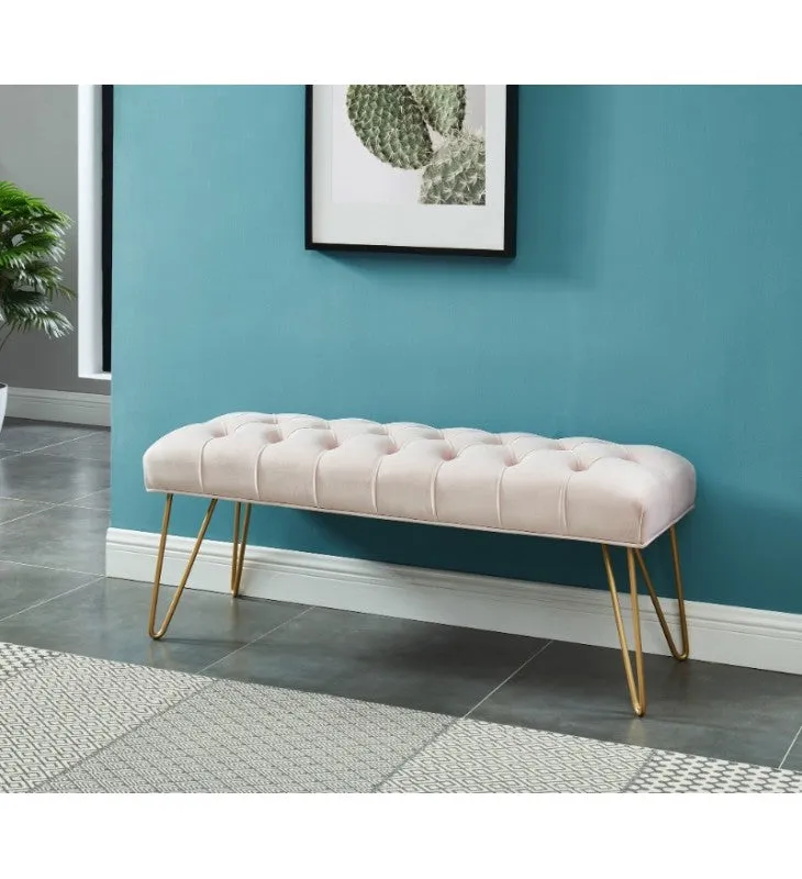 Inspire Vdara 401-833BSH Bench In Blush Pink/Gold