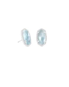 Kendra Scott  Ellie Stud Earrings Rhodium Light Blue Illusion