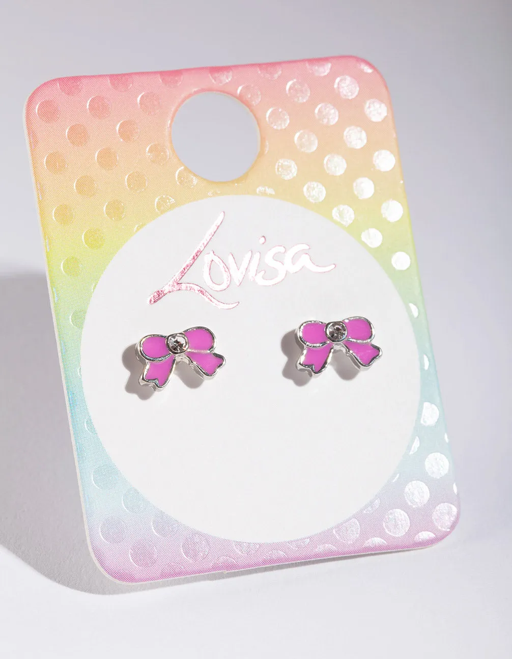 Kids Pink Bow Stud Earrings