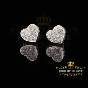 King Of Bling's White Aretes Para Hombre Heart 925 Silver 0.10ct Diamond Women's /Men's Earrings