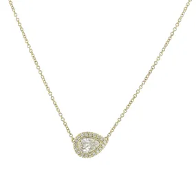 L'Amour Crisscut Pear Shape Diamond Halo Necklace
