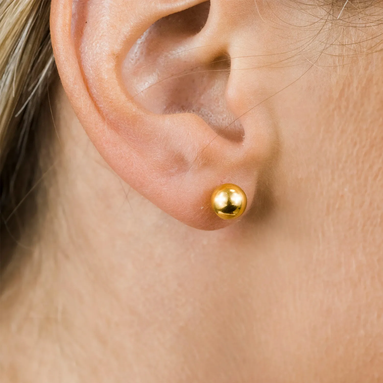 Large Ball Stud Earrings Gold Plated