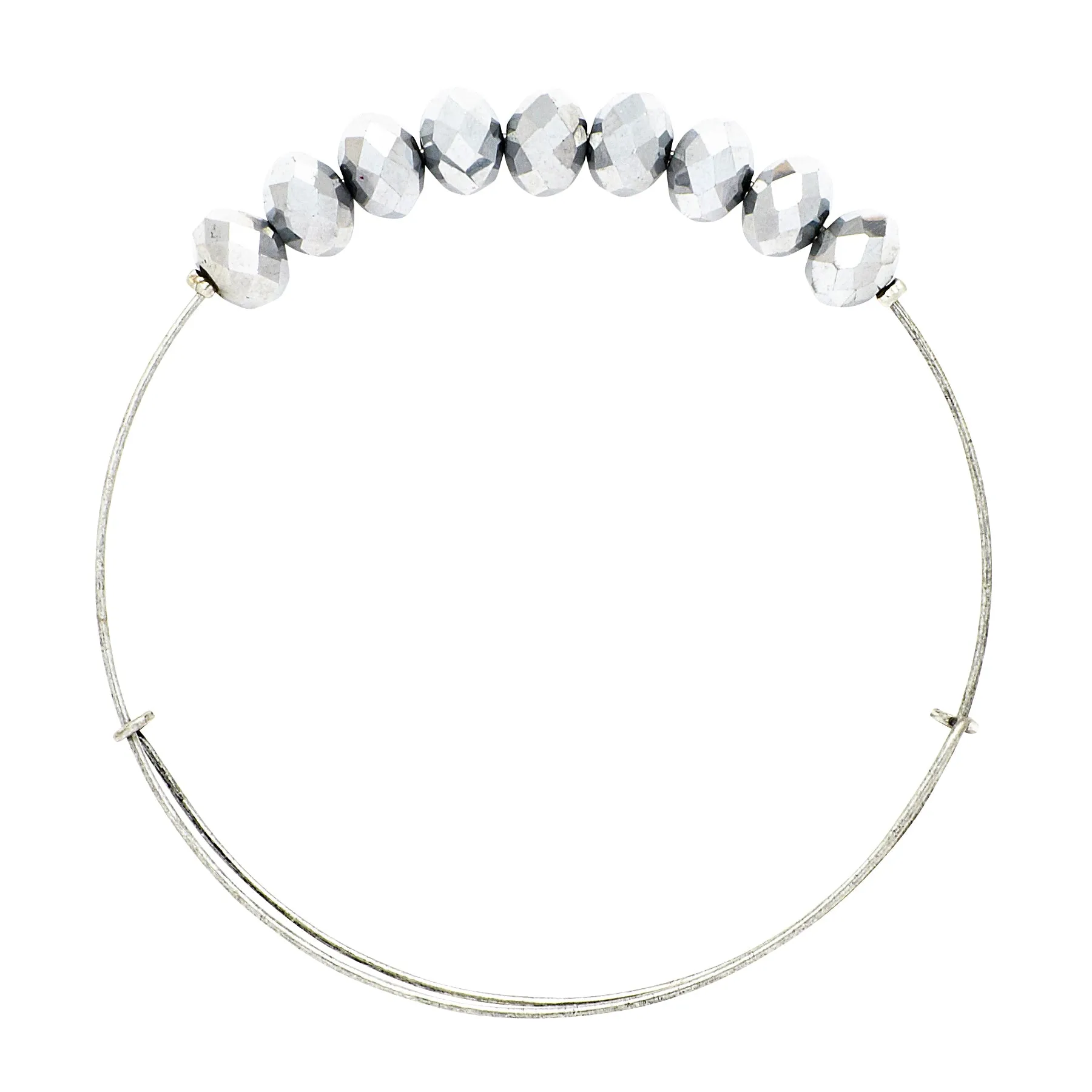 *Large Silver Crystal Wire Bangle