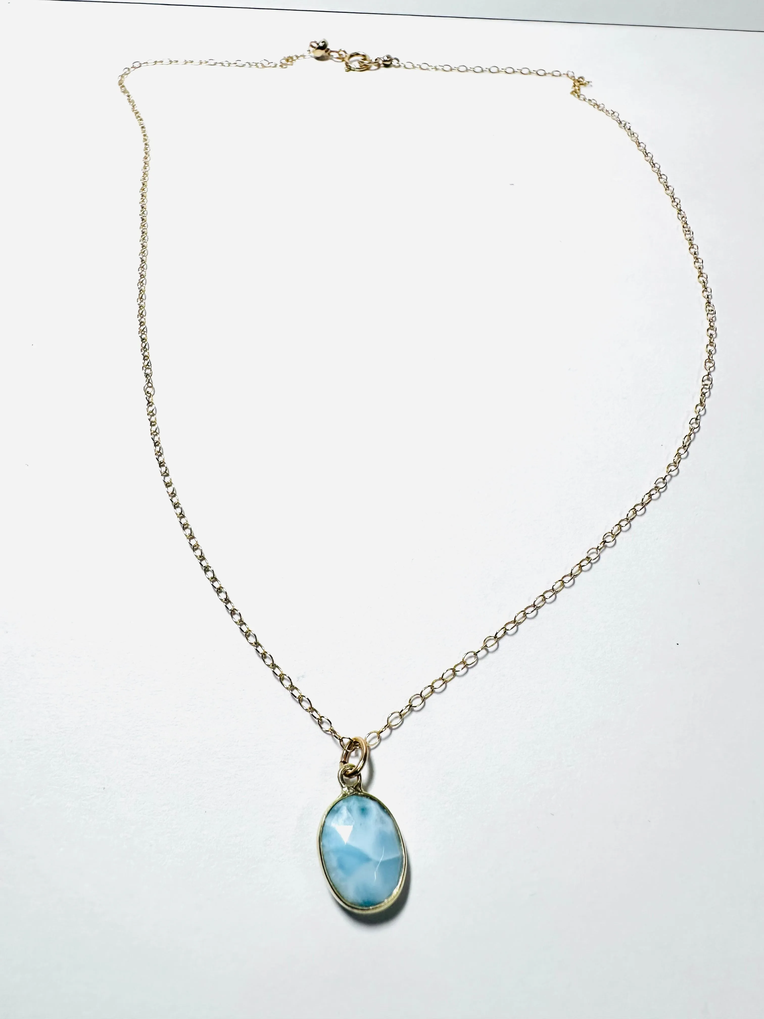 Larimar Gemstone Necklace, Layering Necklace