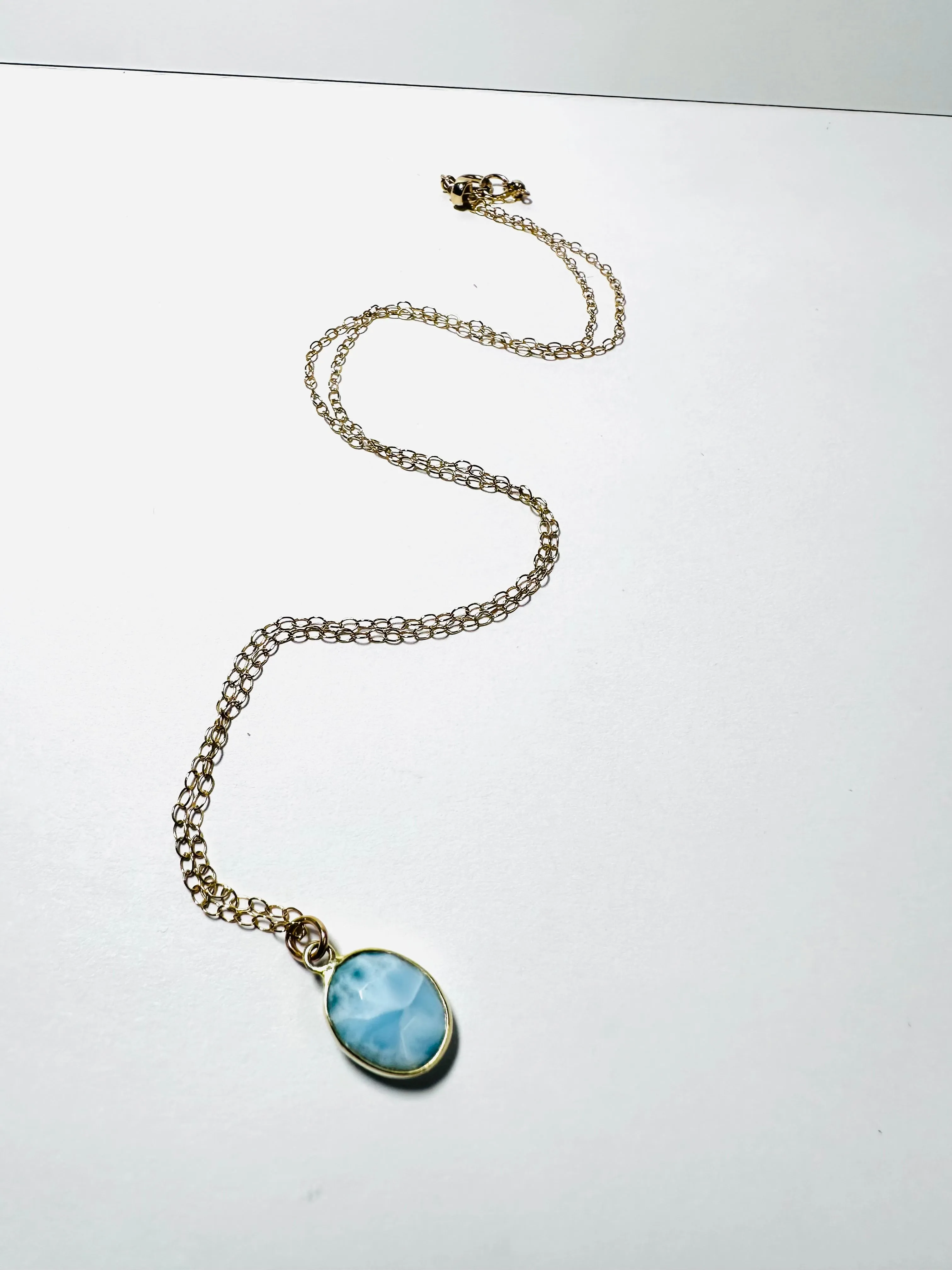 Larimar Gemstone Necklace, Layering Necklace