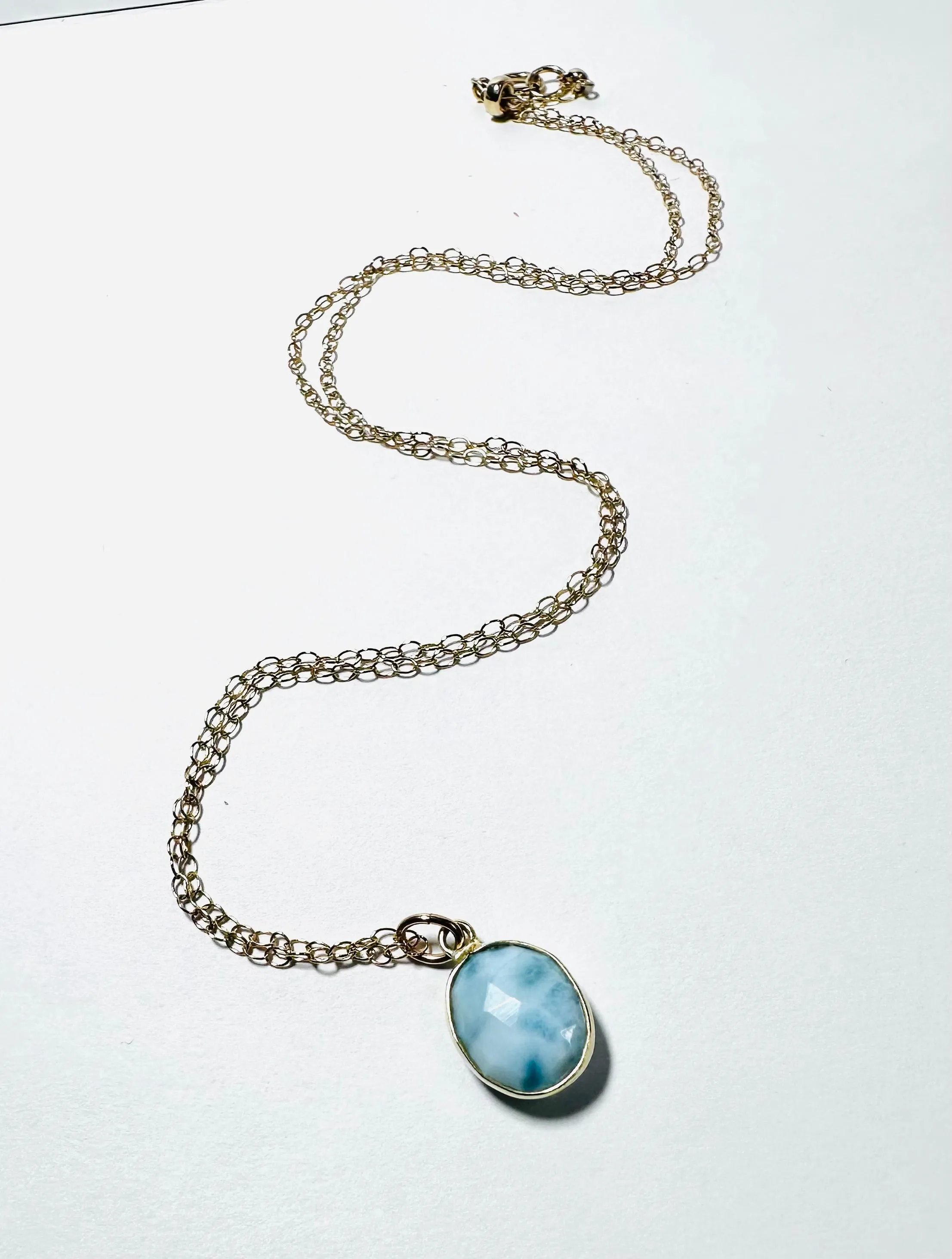 Larimar Gemstone Necklace, Layering Necklace