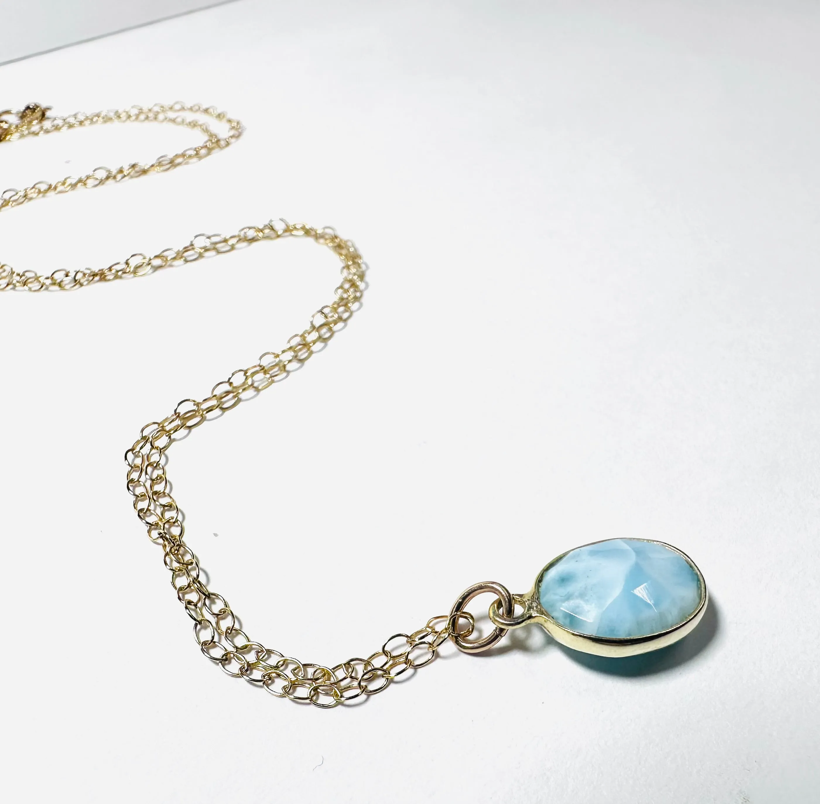 Larimar Gemstone Necklace, Layering Necklace