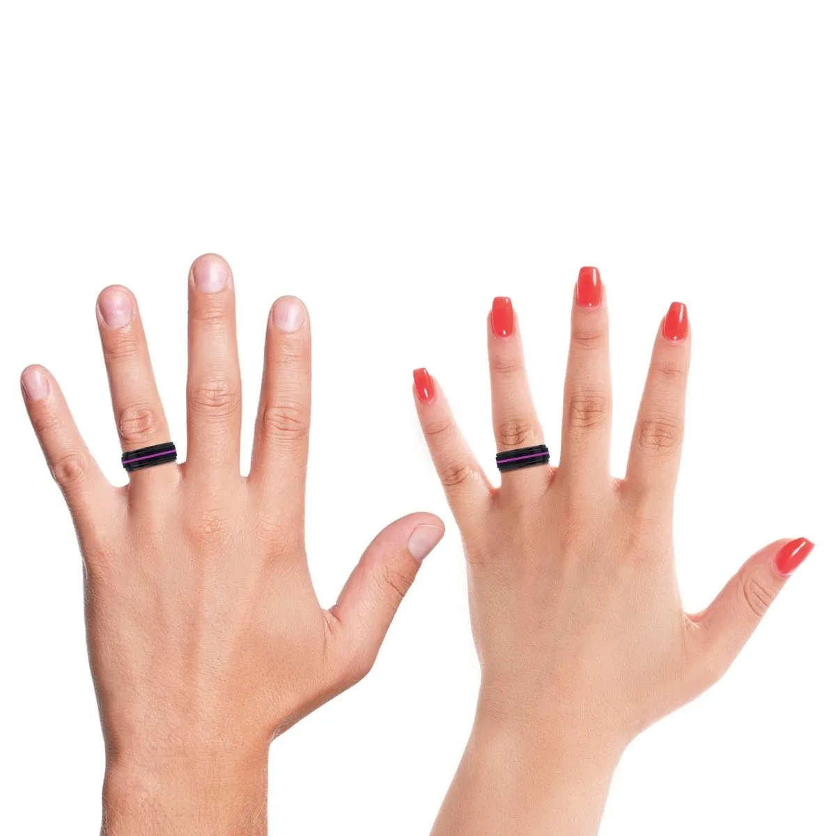 LAUNCESTON | Black & Red Wood, Black Tungsten Ring, Purple Groove, Stepped Edge