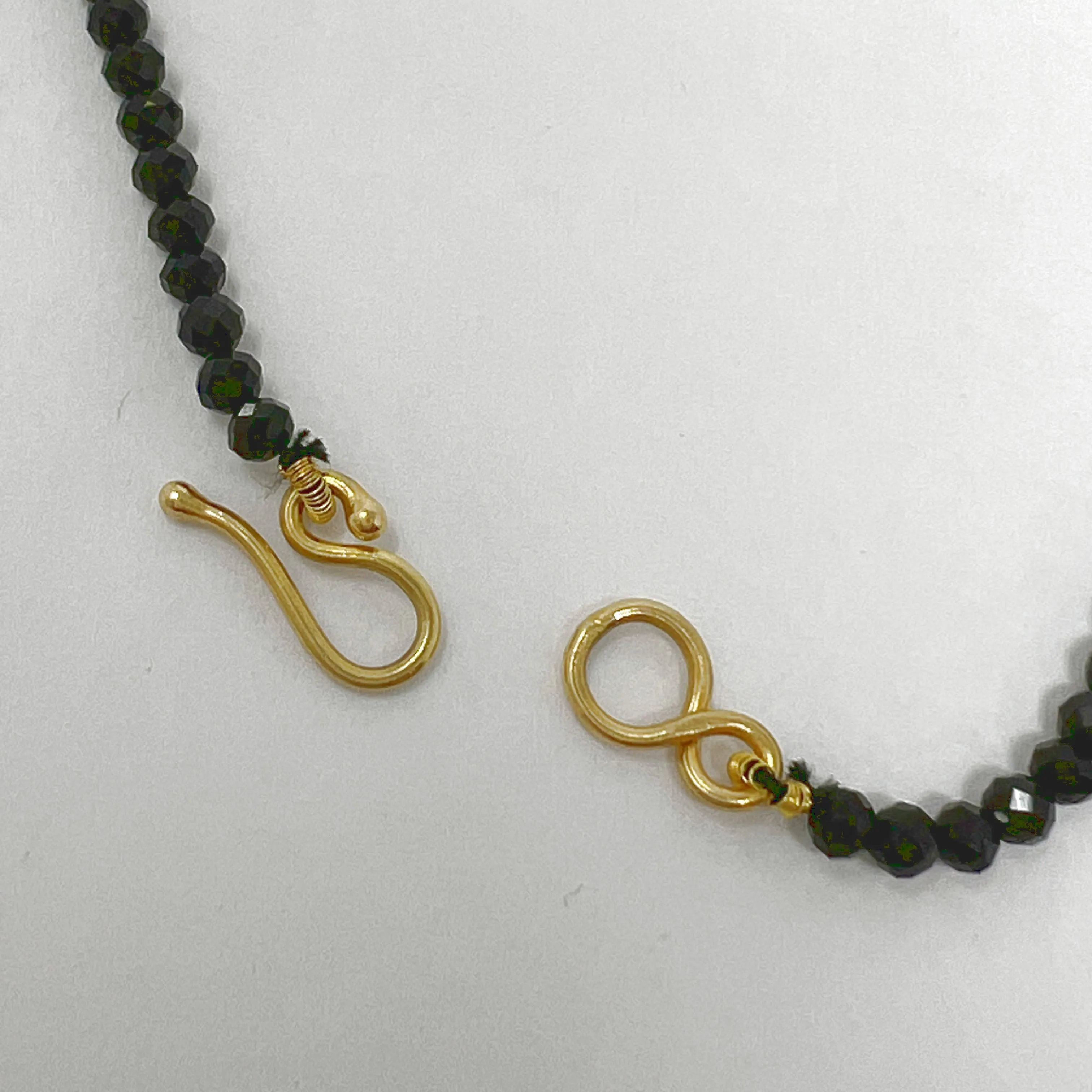 Lena Skadegard Black Spinel and Pyrite Necklacewith 9K Gold Clasp