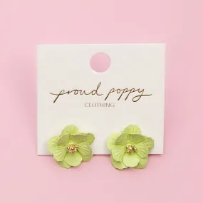 Lime Large Pansy Studs
