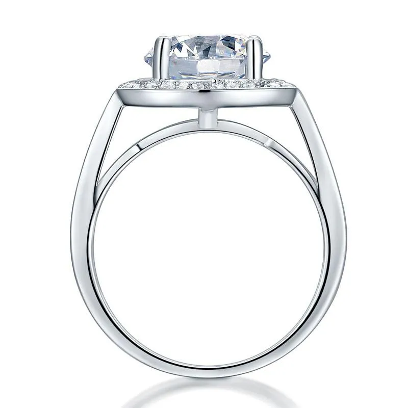 Luxury 925 Sterling Silver Wedding Anniversary Engagement Ring Halo 3.5 Ct Simulated Diamond