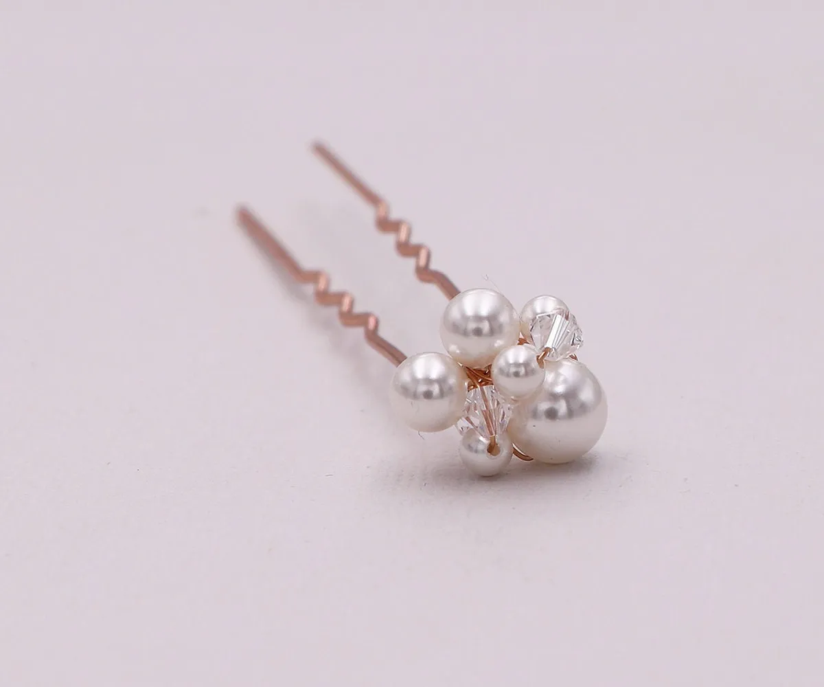 Mara Pearl and Crystal Hairpin Set of 2