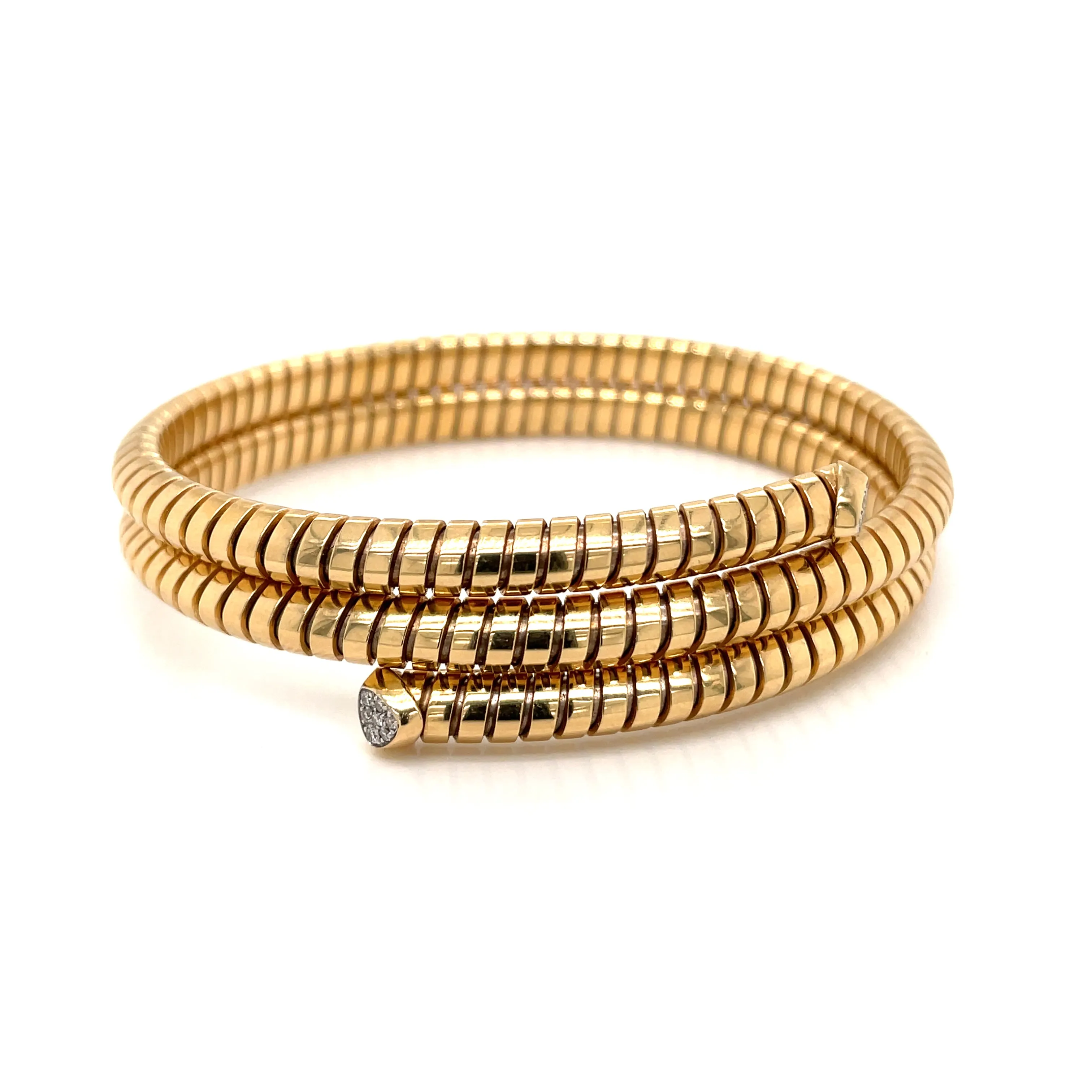 Marina B Trisolina Triple Pavé Diamond Gold Bangle