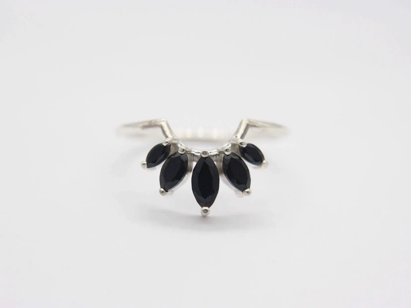 Marquise Crown Black Spinel Ring