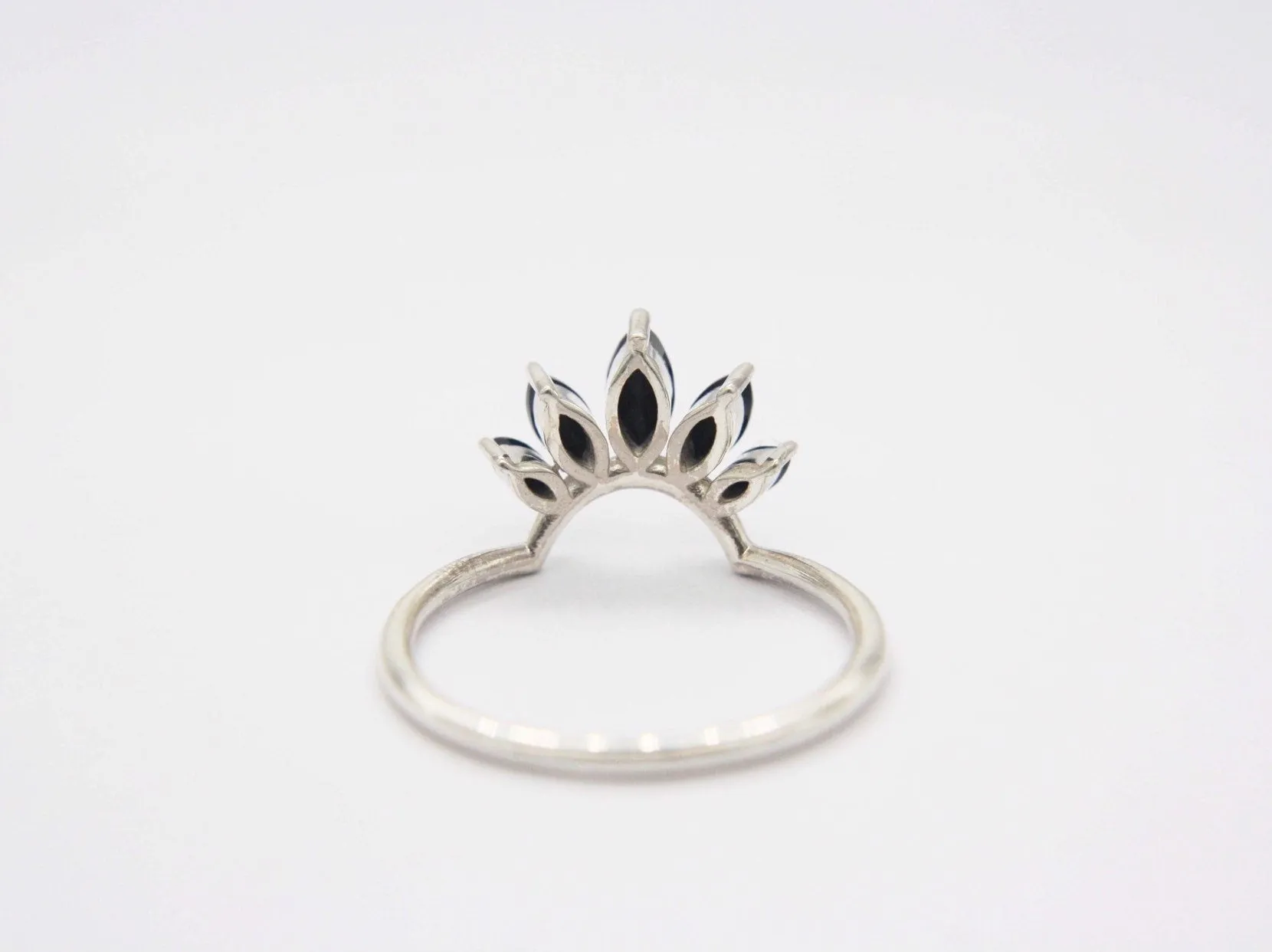 Marquise Crown Black Spinel Ring