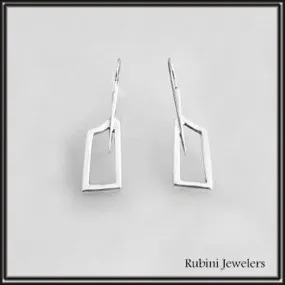 Medium Rowing Hatchet Blade Outlines Wire Earrings Made by Rubini Jewelers.