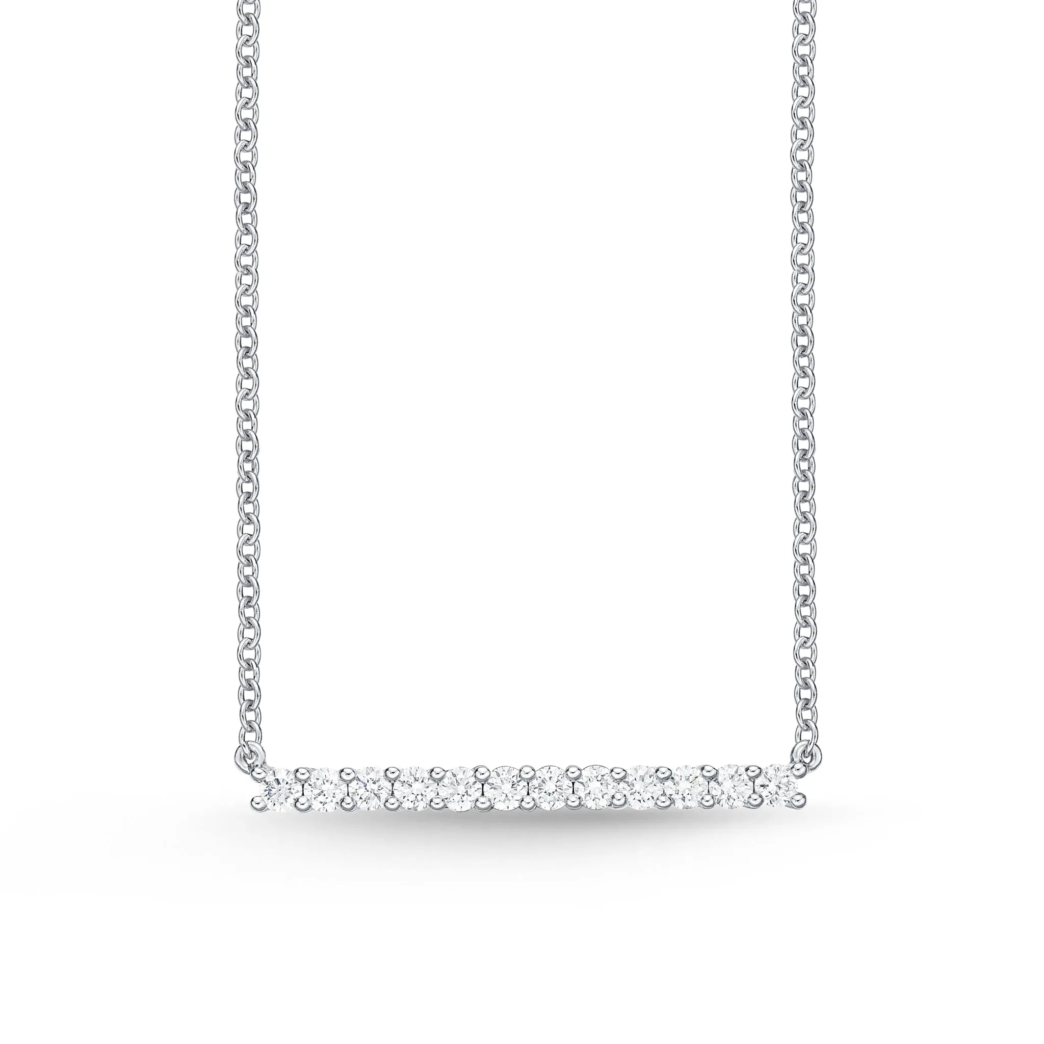 Memoire 18ct White Gold 0.30 Carat Diamond Horizontal Bar Necklace 45cm