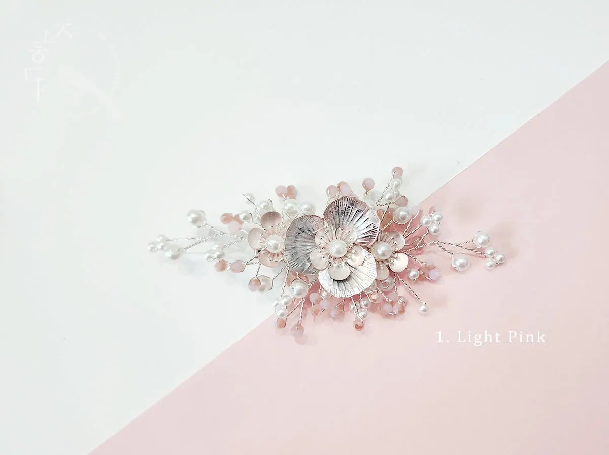Metal Flower with Pearl Hair Pin (2 Colors)