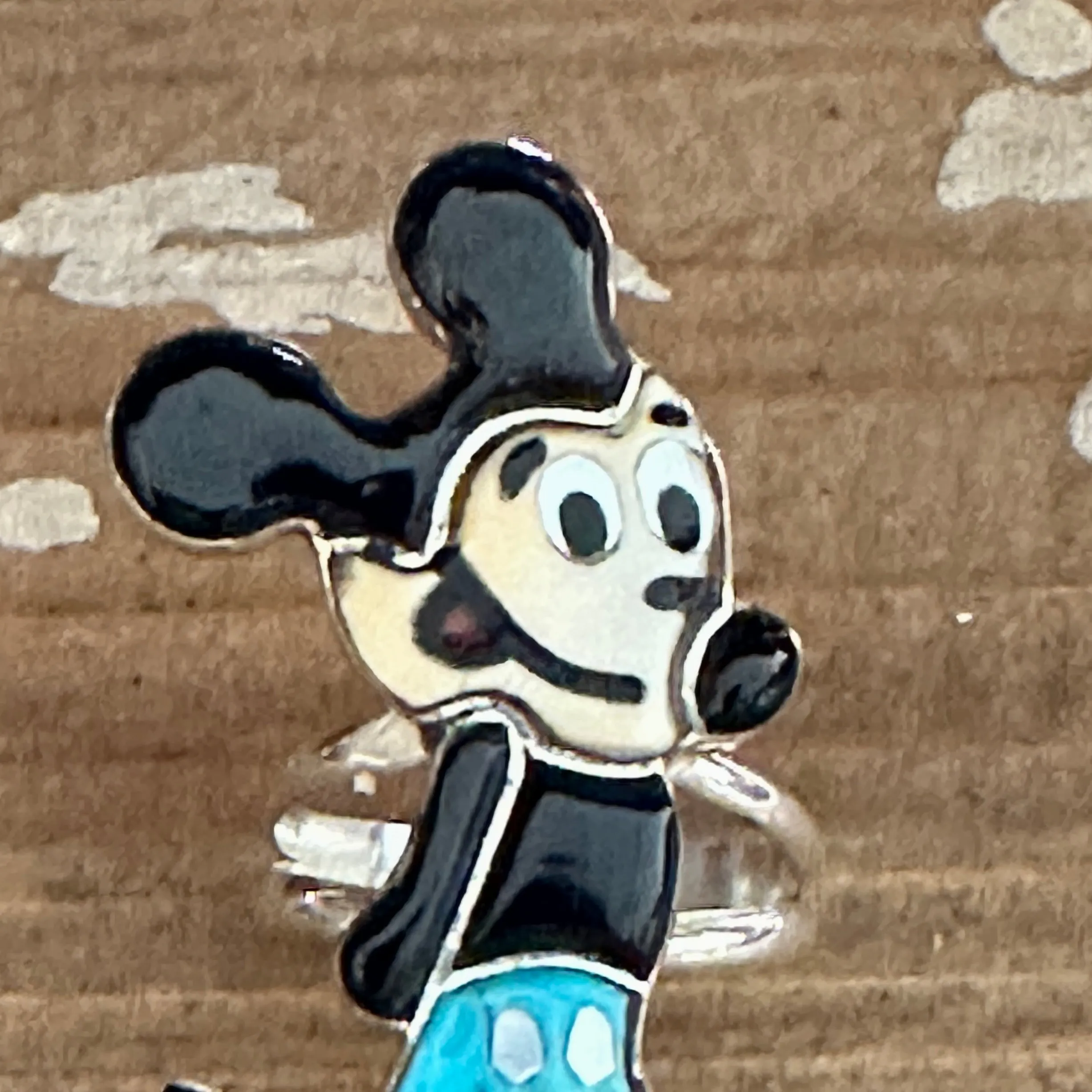 MICKEY MOUSE Zuni Toons Inlay Silver Ring • Size  9