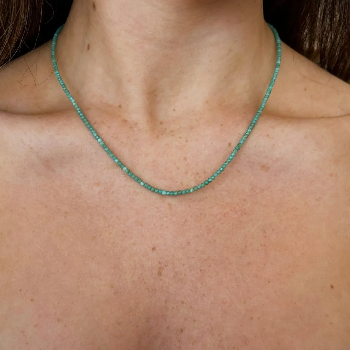 Mini Amazonite Gemstone Necklace, Tiny Gemstone Necklace