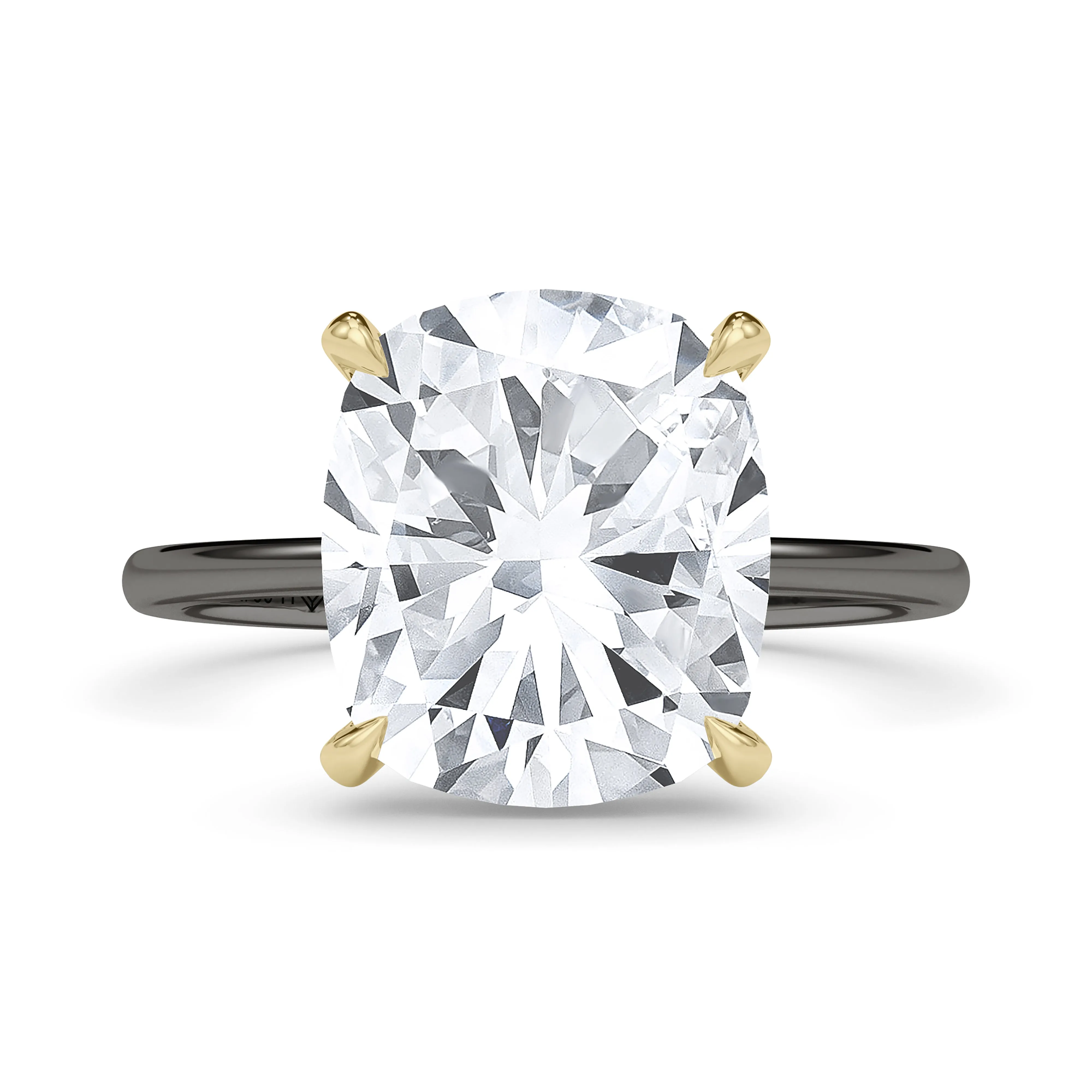 Mixed Metal Cushion Cut Diamond Ring
