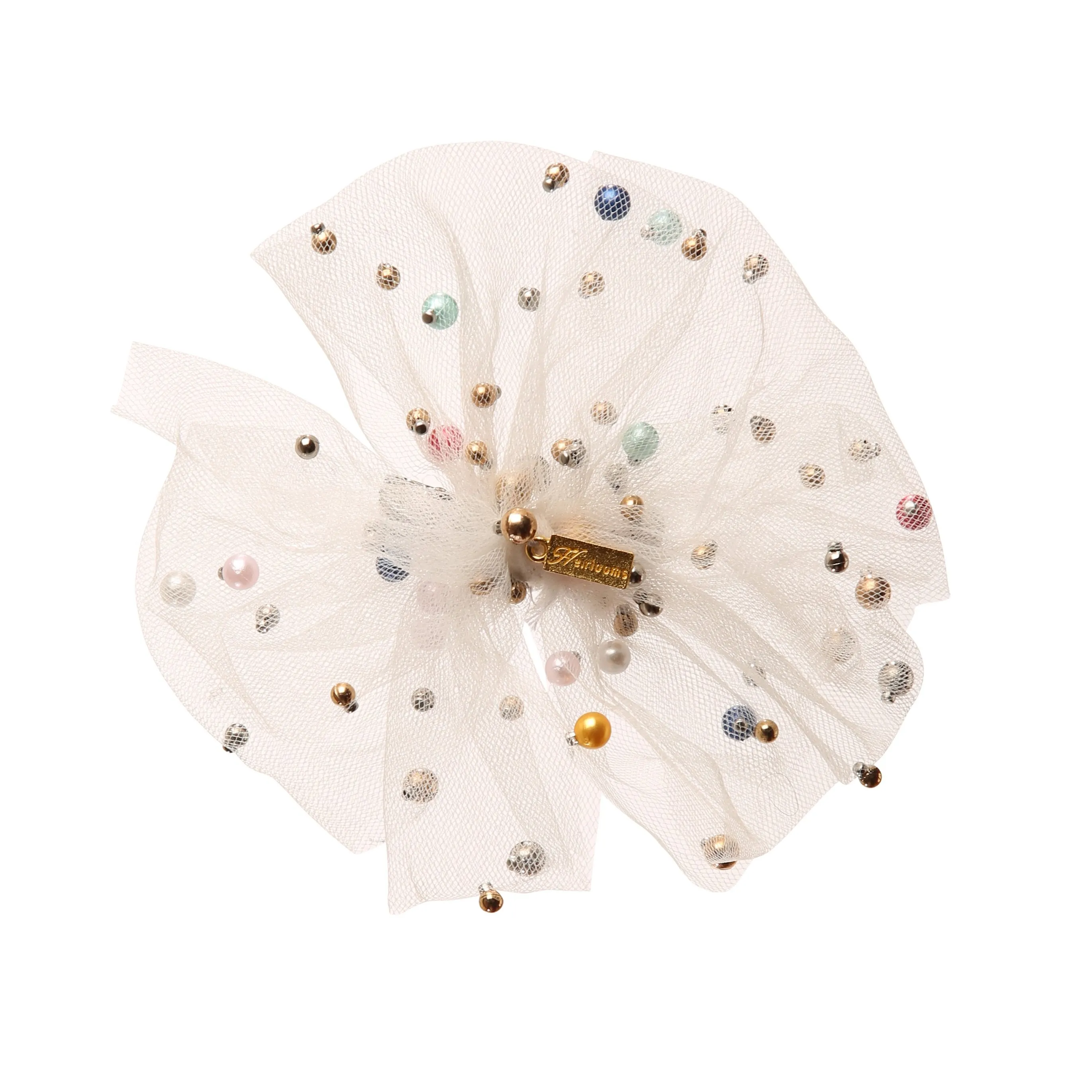 Multi-Colored Pearly Tulle Small Hairpin