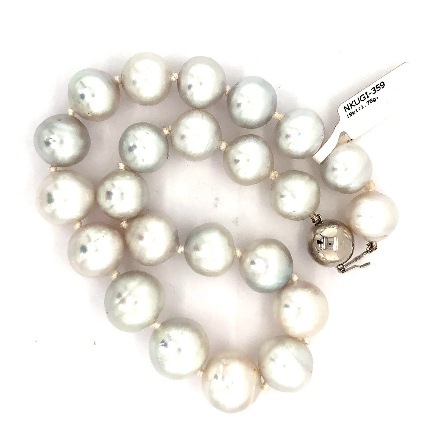 Natural Pearl Beaded Necklace 18k White Gold Jewelry
