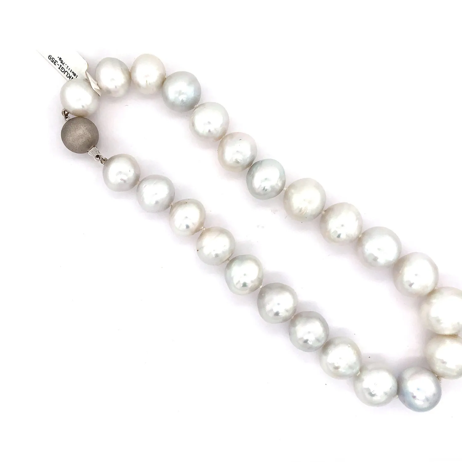 Natural Pearl Beaded Necklace 18k White Gold Jewelry