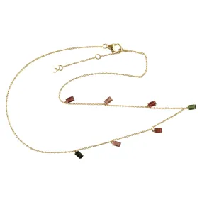 Natural Tourmaline Chain Necklace 18k Yellow Gold Jewelry