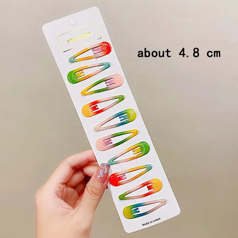 New Girls Cute Colorful Waterdrop Shape Hairpins Sweet Hair Clips Kids