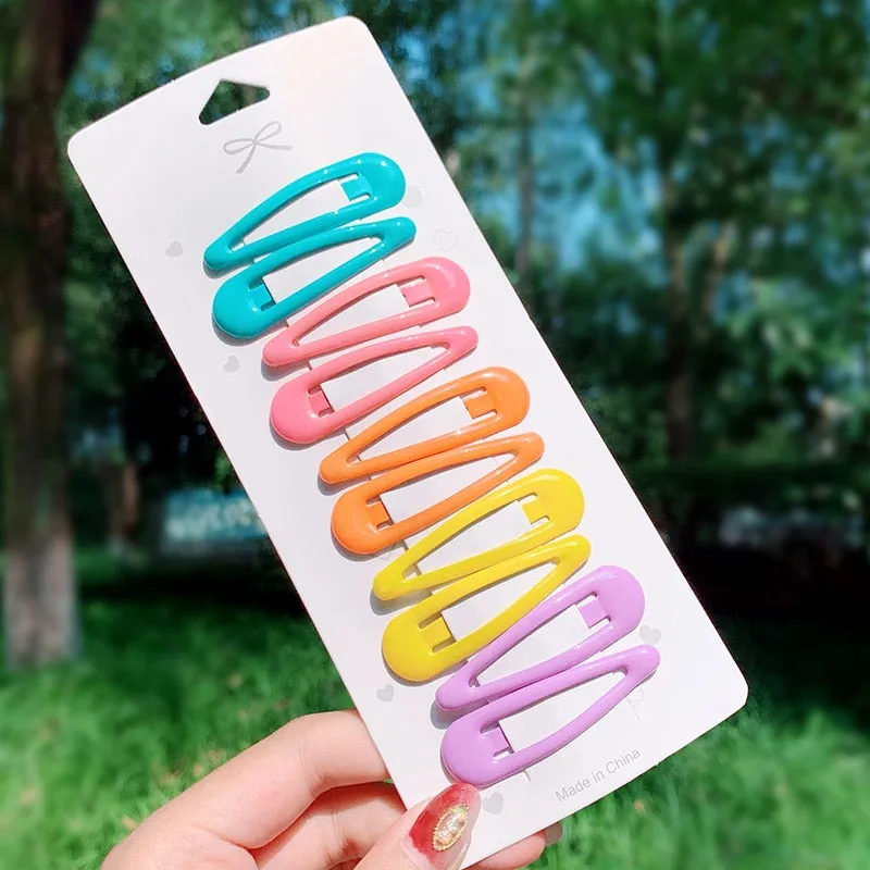 New Girls Cute Colorful Waterdrop Shape Hairpins Sweet Hair Clips Kids