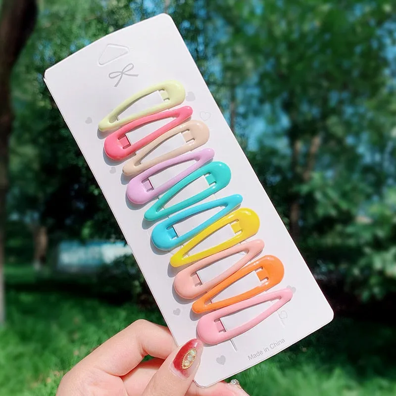 New Girls Cute Colorful Waterdrop Shape Hairpins Sweet Hair Clips Kids