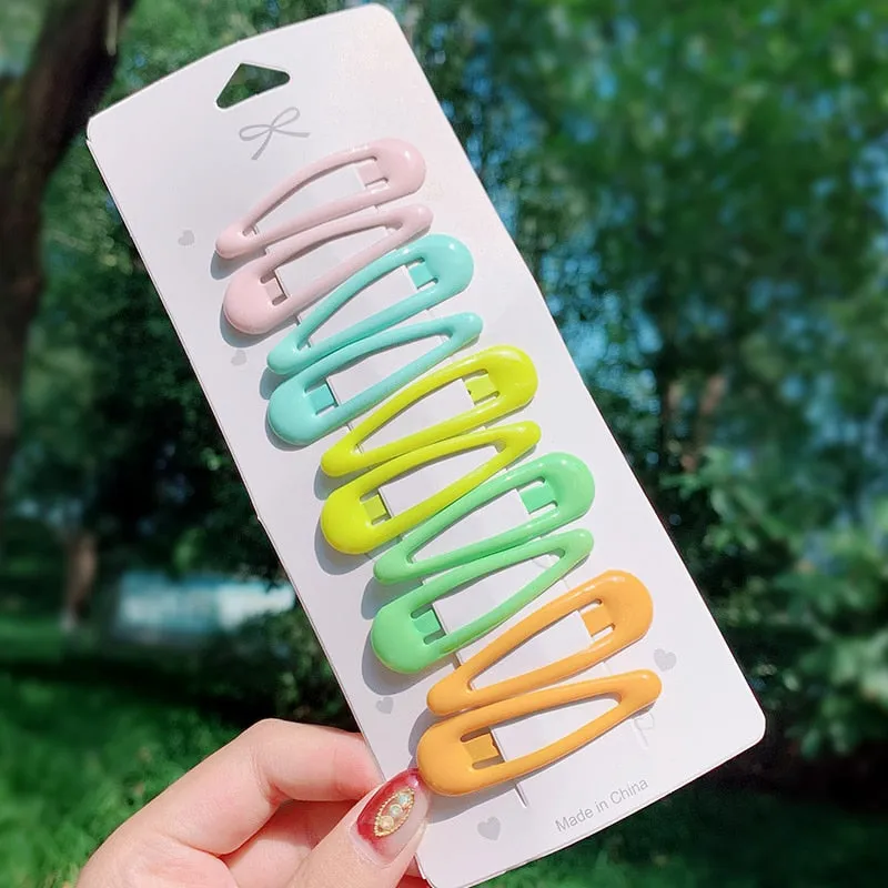New Girls Cute Colorful Waterdrop Shape Hairpins Sweet Hair Clips Kids