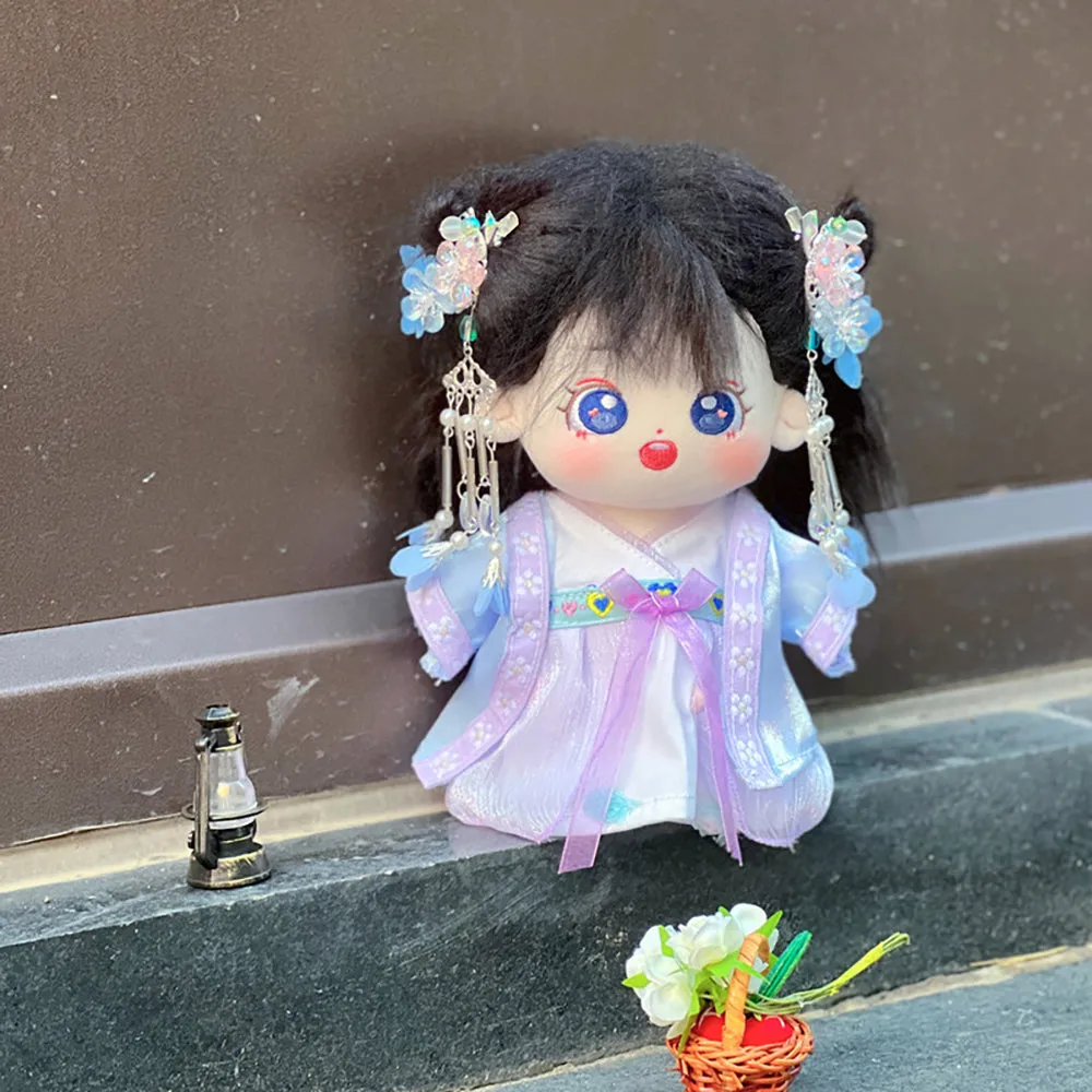 niannyyhouse 20cm Plush Doll Antique Hanfu Suit Shawl Dress Hairpin 8in Doll Dress Up