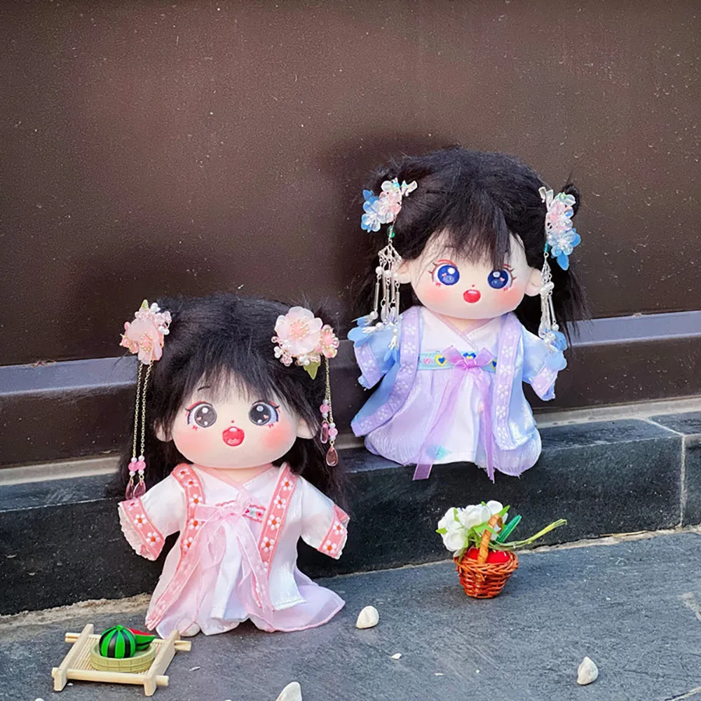 niannyyhouse 20cm Plush Doll Antique Hanfu Suit Shawl Dress Hairpin 8in Doll Dress Up