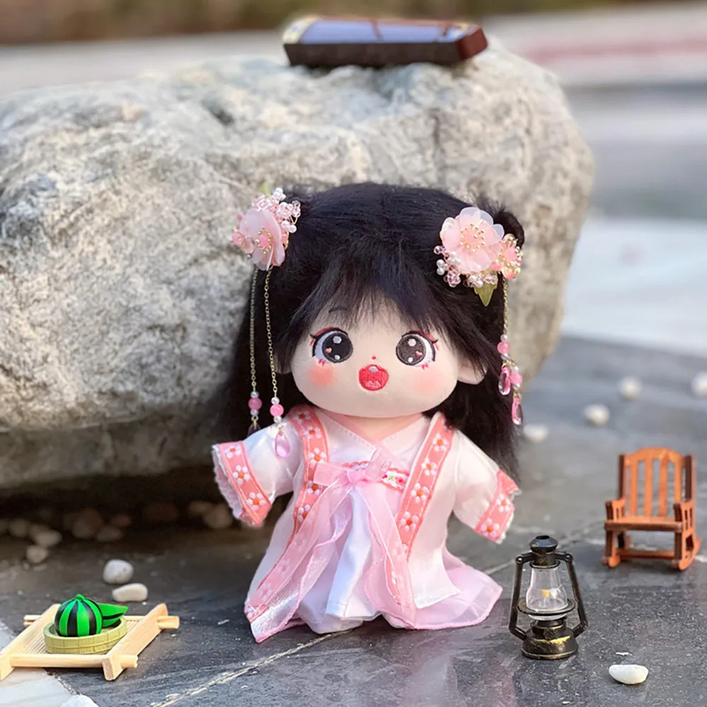 niannyyhouse 20cm Plush Doll Antique Hanfu Suit Shawl Dress Hairpin 8in Doll Dress Up