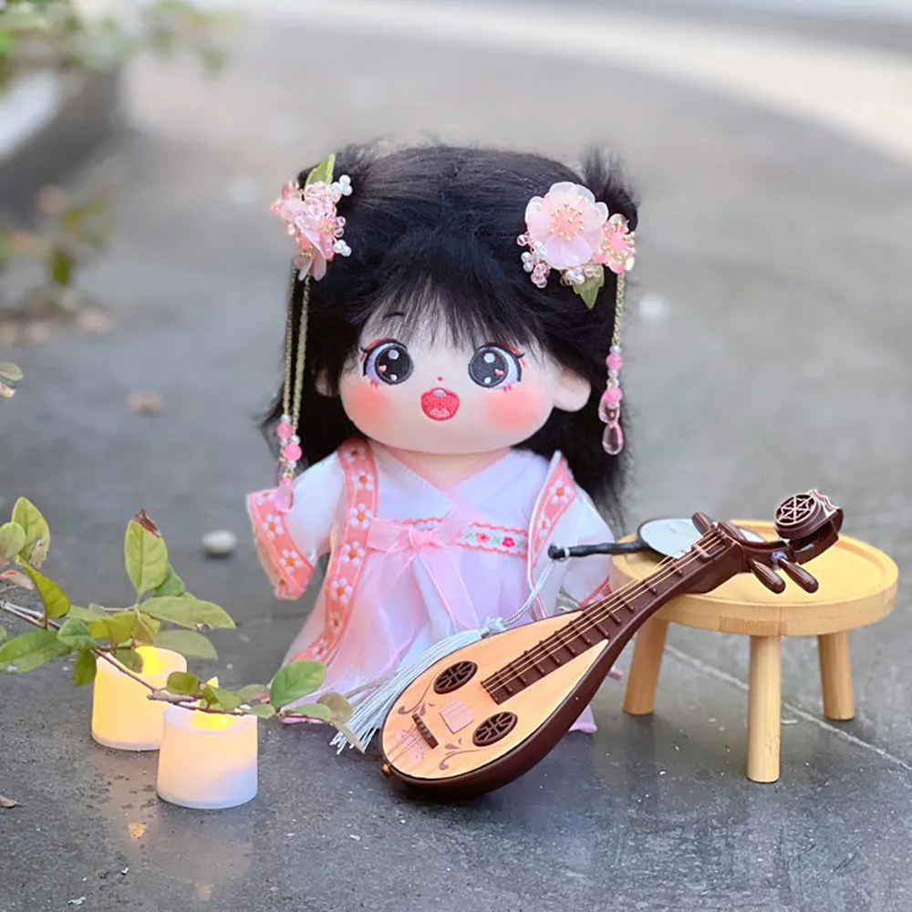 niannyyhouse 20cm Plush Doll Antique Hanfu Suit Shawl Dress Hairpin 8in Doll Dress Up
