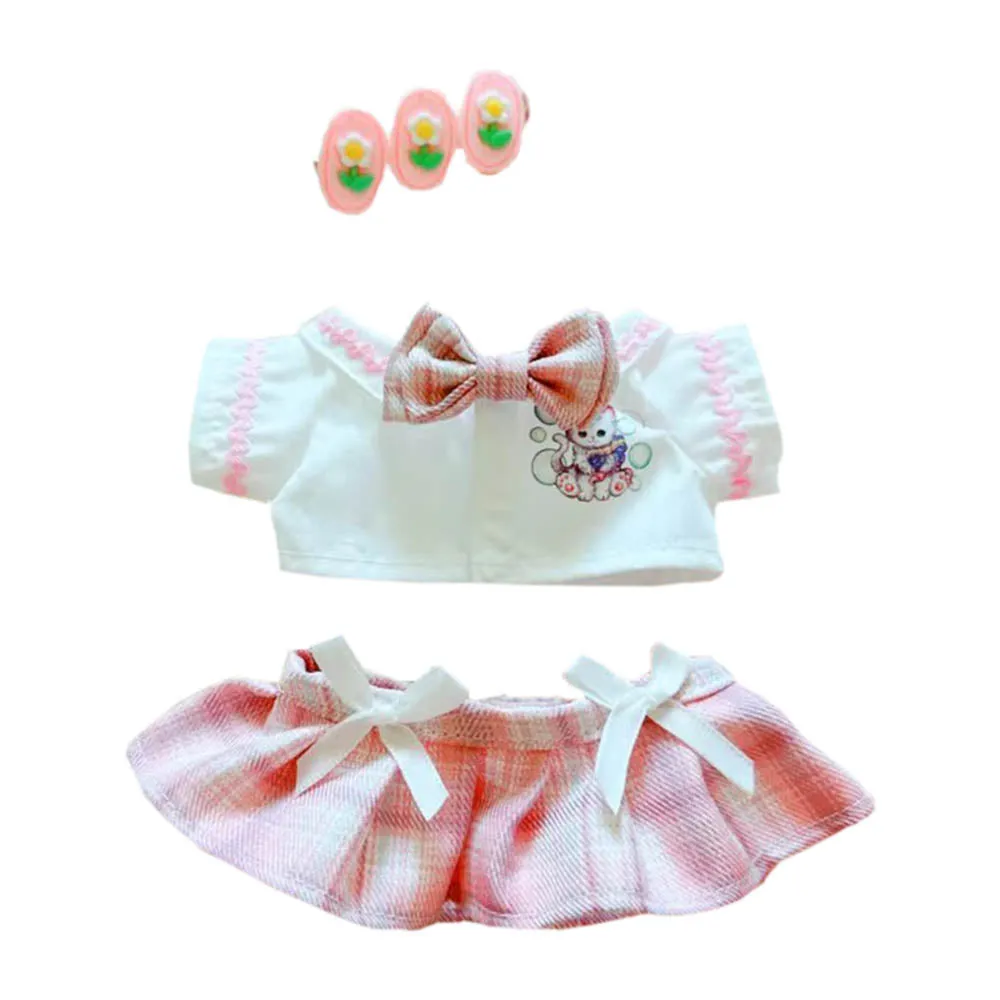 niannyyhouse 20cm Plush Doll Clothes Hairpin Shirt Skirt Jk Uniform Set 8in Soft Stuffed Plush Toy Dress Up Accessories