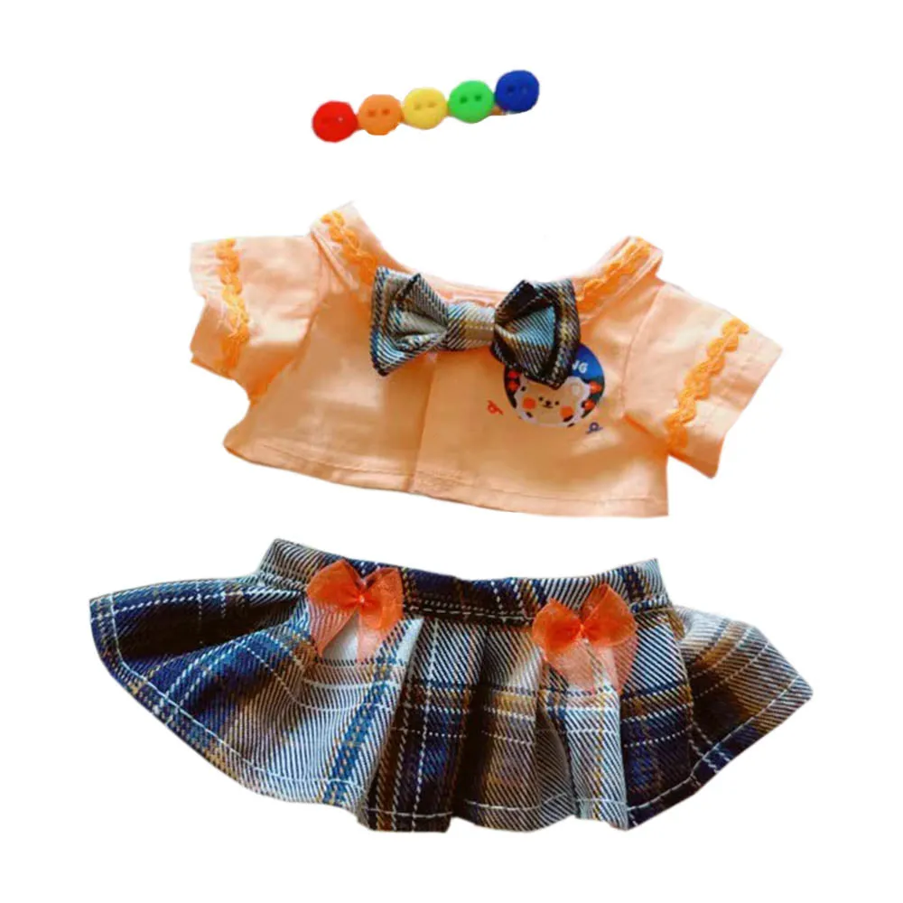 niannyyhouse 20cm Plush Doll Clothes Hairpin Shirt Skirt Jk Uniform Set 8in Soft Stuffed Plush Toy Dress Up Accessories