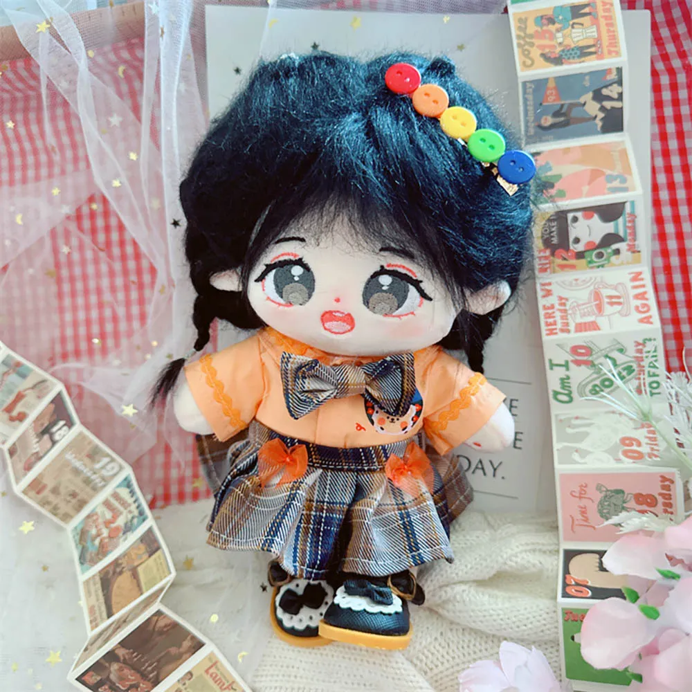niannyyhouse 20cm Plush Doll Clothes Hairpin Shirt Skirt Jk Uniform Set 8in Soft Stuffed Plush Toy Dress Up Accessories