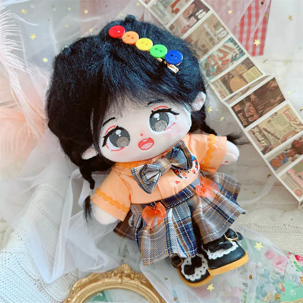 niannyyhouse 20cm Plush Doll Clothes Hairpin Shirt Skirt Jk Uniform Set 8in Soft Stuffed Plush Toy Dress Up Accessories