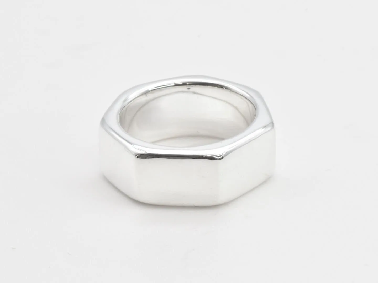 Nut Shaped Ring - Silver Hex Ring - Silver Nut Ring