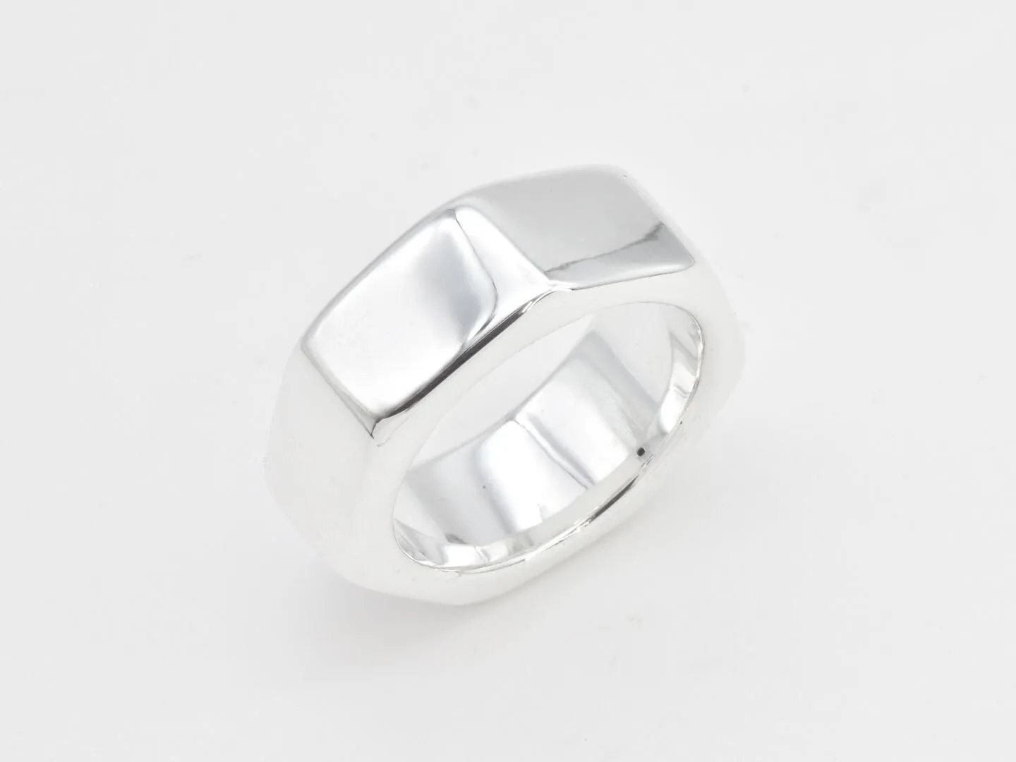 Nut Shaped Ring - Silver Hex Ring - Silver Nut Ring