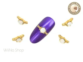 Opal Gold Ring Nail Metal Charm - 2 pcs