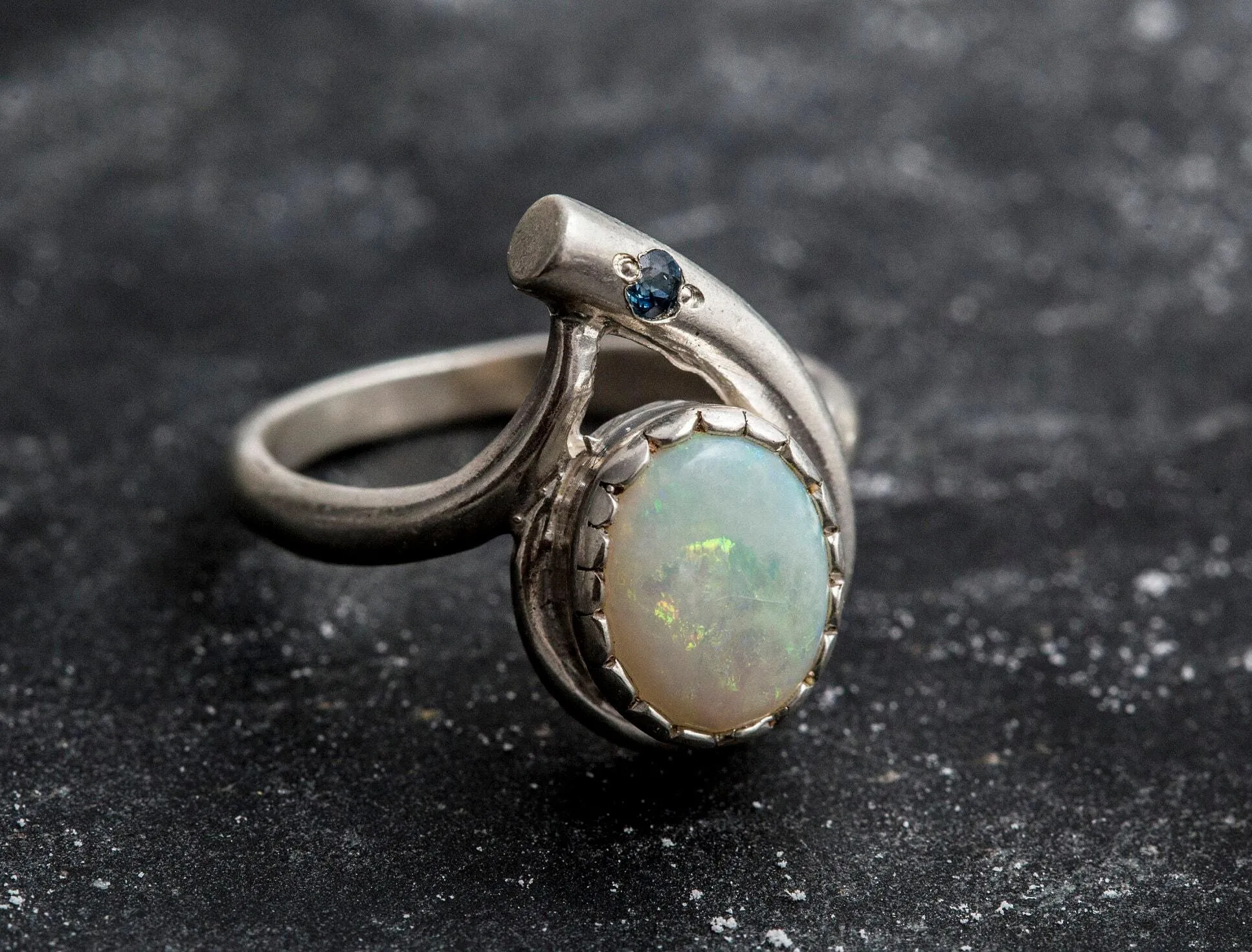 Opal Teardrop Ring - Two Stone Ring - Vintage Opal Ring