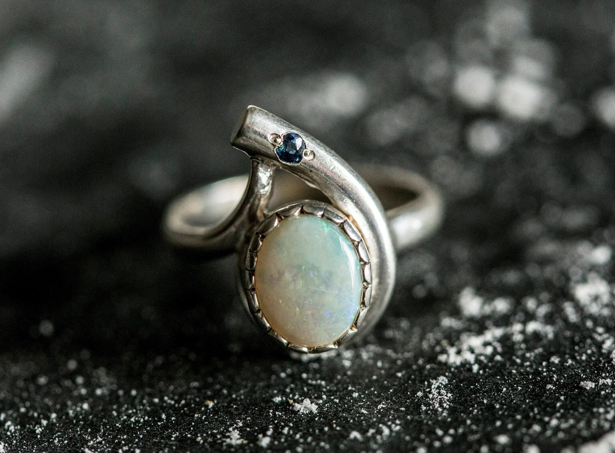 Opal Teardrop Ring - Two Stone Ring - Vintage Opal Ring