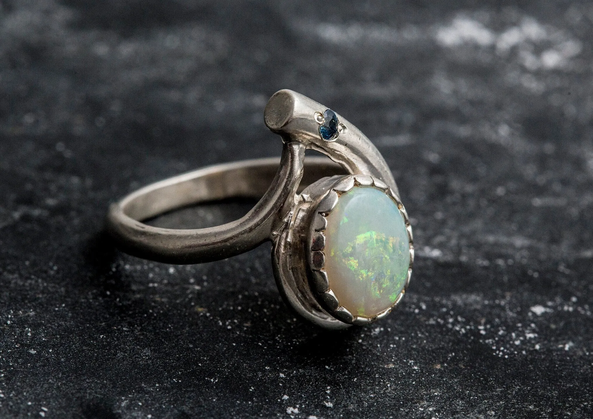 Opal Teardrop Ring - Two Stone Ring - Vintage Opal Ring