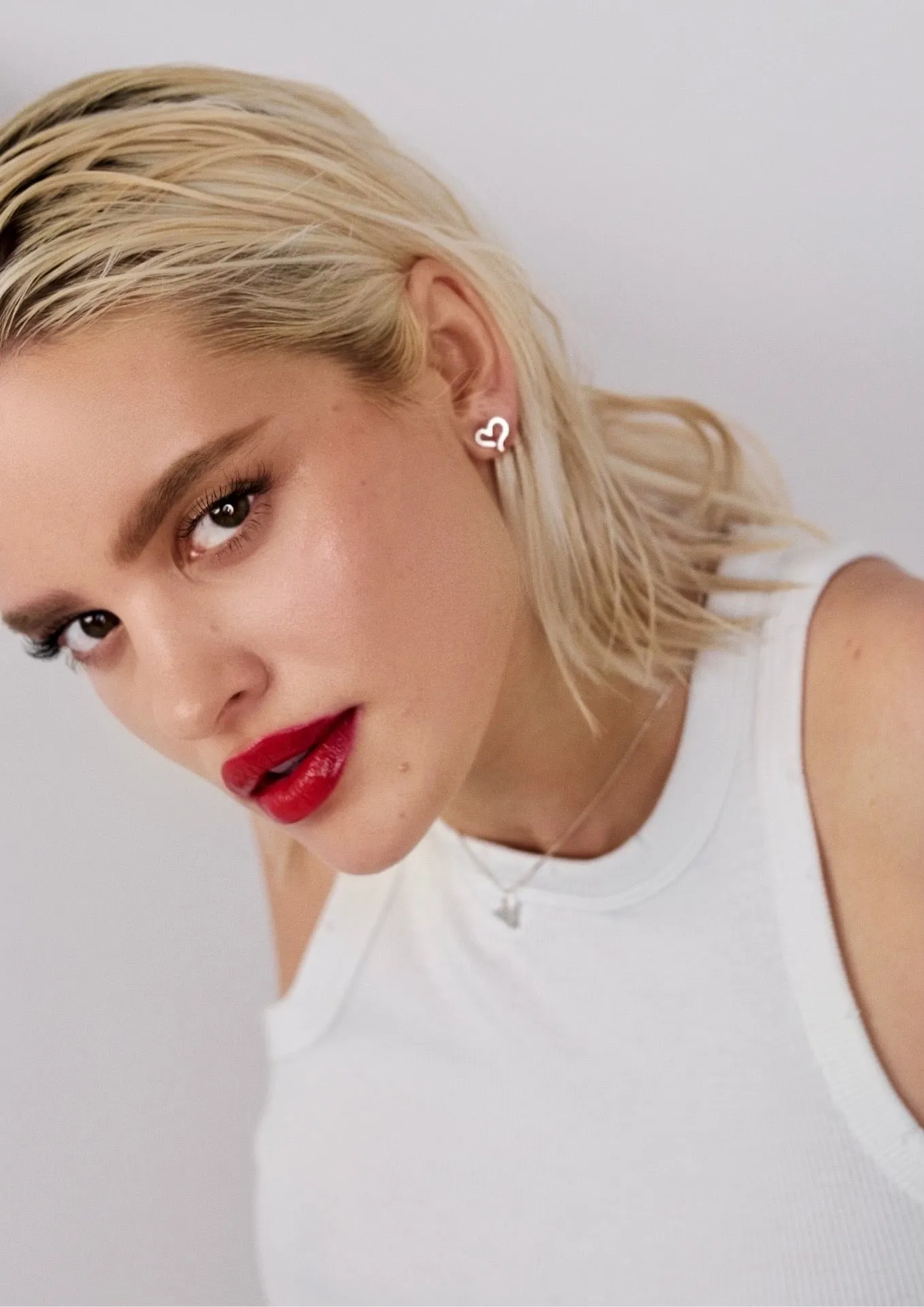 Open Heart Stud Earrings Silver