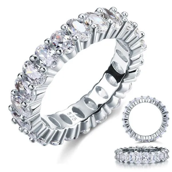 Oval Cut Simulated Diamond 925 Silver Wedding Ring Band Jewelry