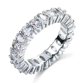 Oval Cut Simulated Diamond 925 Silver Wedding Ring Band Jewelry